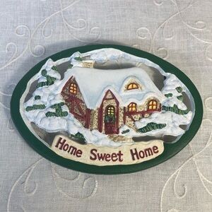 Vintage 1999 “Home Sweet Home” Cast Iron Pan Trivet or Wall Plaque. Size 7.5"X5"